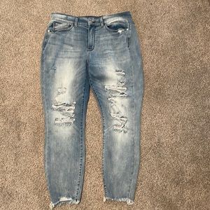 Judy Blue High Waist Destroyed Shark Hem Skinny Fit Size 16W